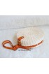 coloring rattan circle sling leather bags white color